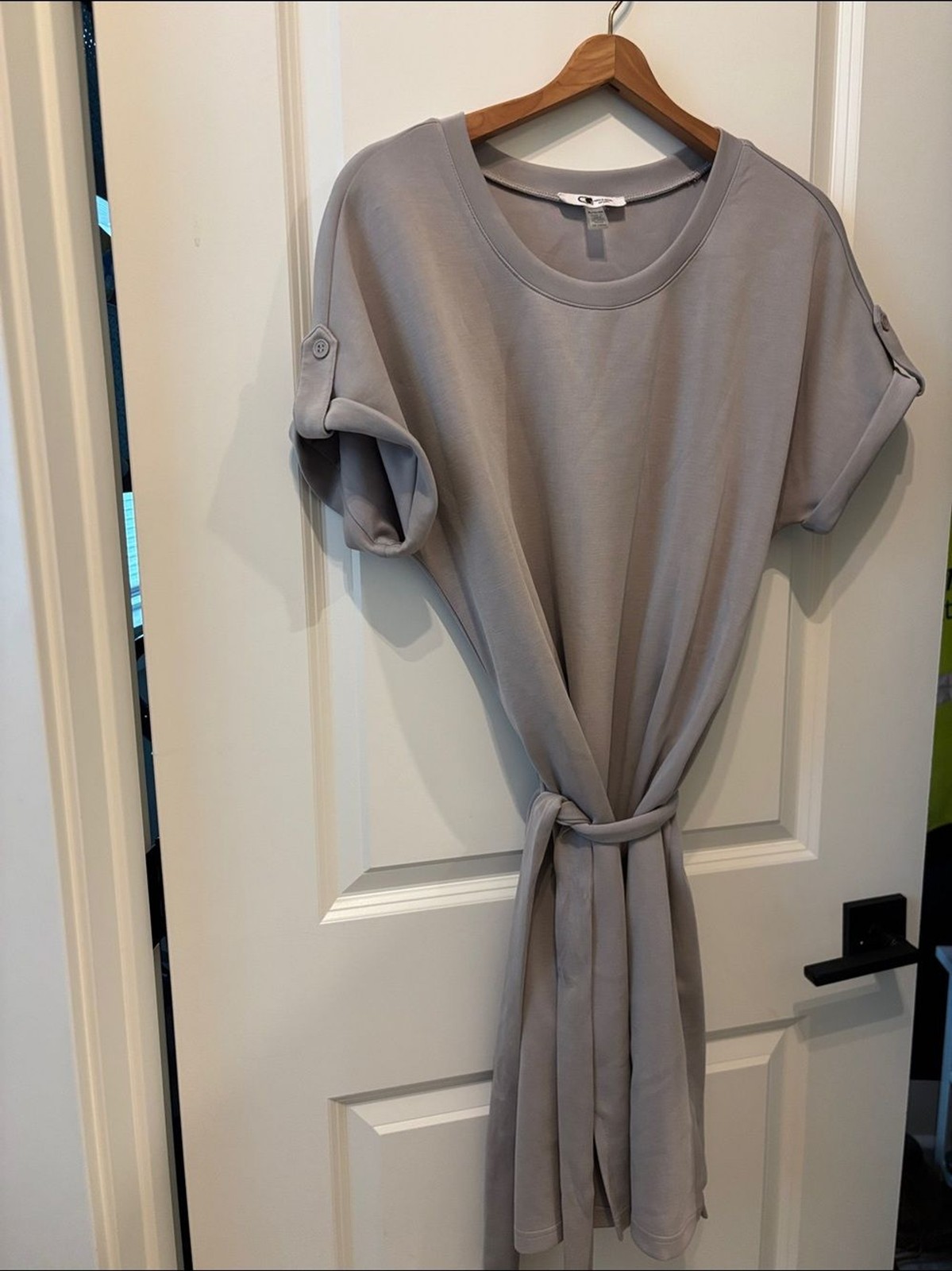 Cable & Gauge Women’s Crew Neck Tie Dress Size Large- Light Gray