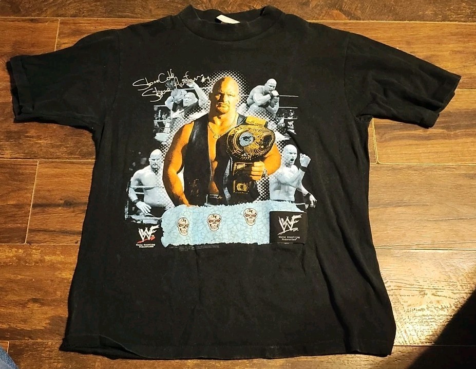1998 Titan Sports Stone Cold Austin T-Shirt Wild Oats WWF Single Stitch USA Sz L gallery