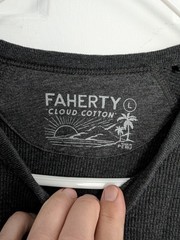 FAHERTY Waffle Knit Cloud Cotton Shirt Men’s Large Dark Gray LS Thermal Crewneck