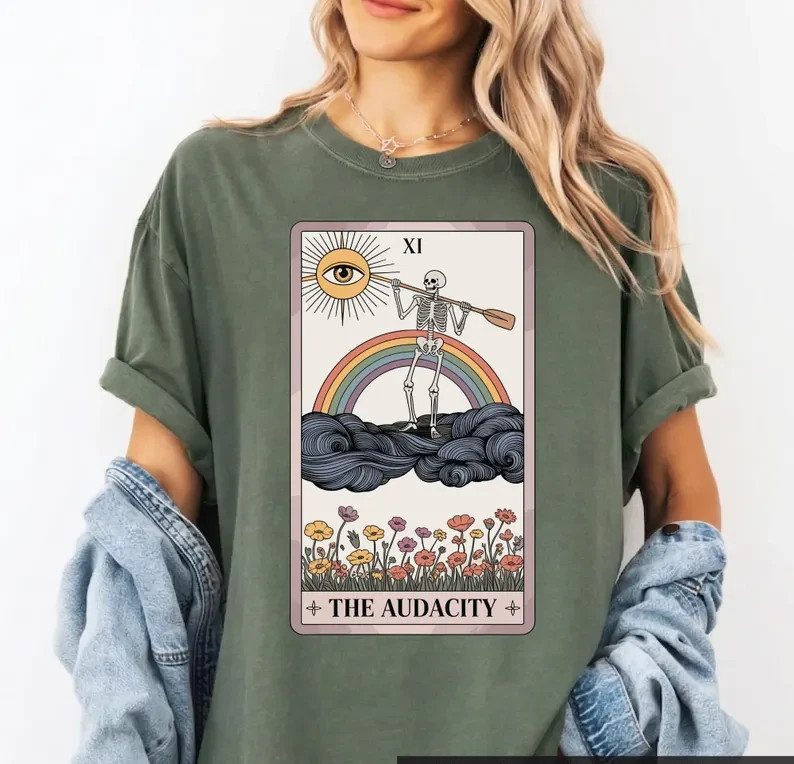 The Audacity Tarot Card T-shirt: Sarcastic Skeleton Shirt, Mystical Mama Tee gallery