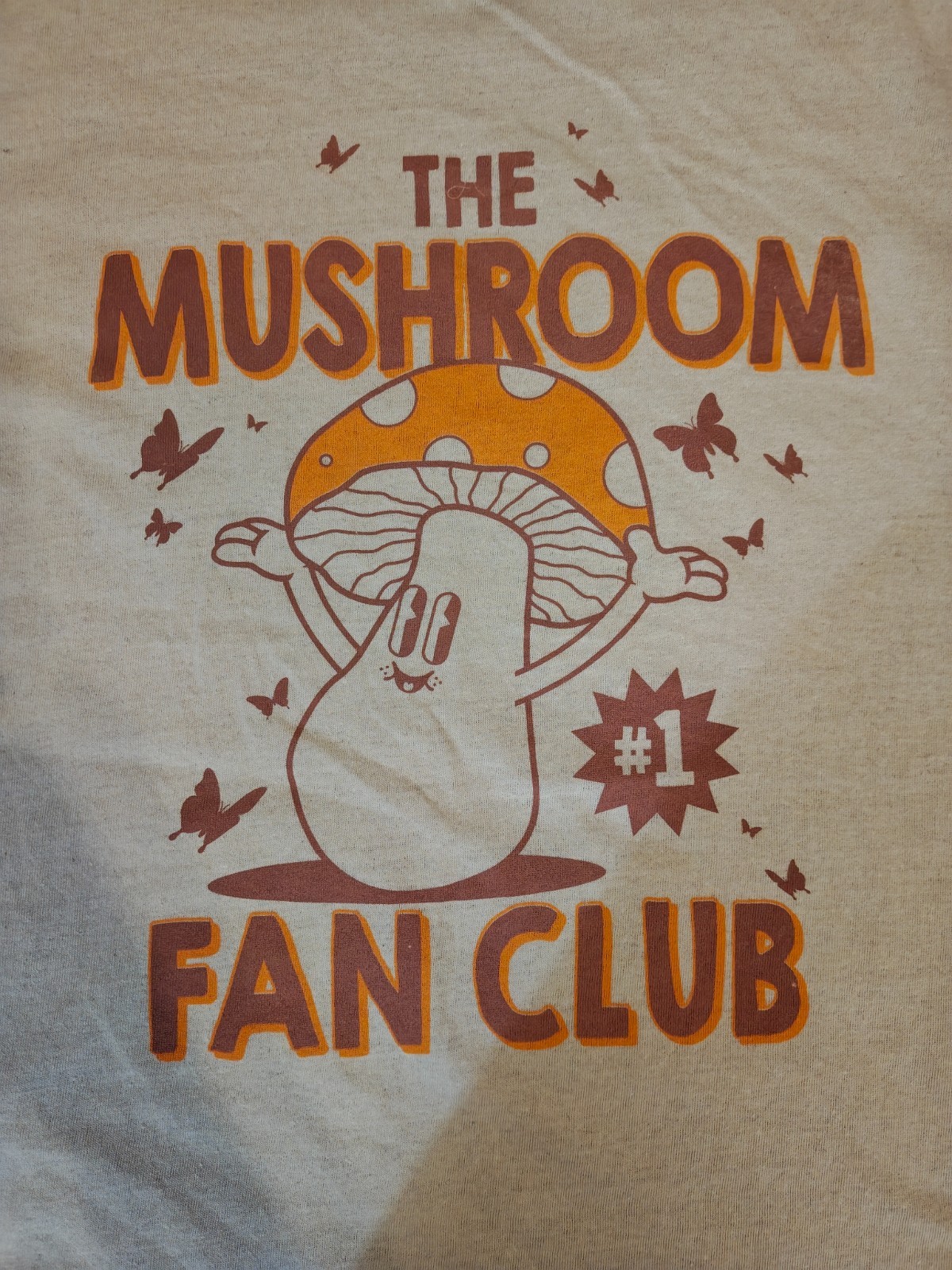 Brisco Men's Light Yellow Short Sleeve Mushroom Fan Club T-Shirt Size XL gallery