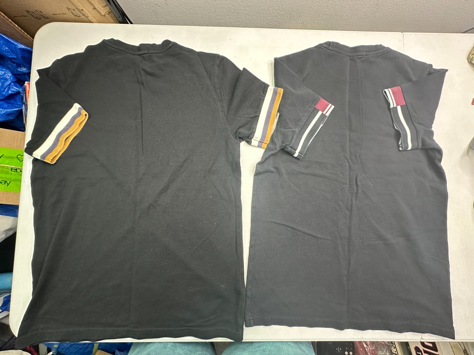 Fred Perry Lot of 2 Striped Cuff Shirt Mens Size S Black Crew Neck Short Sleeve gallery