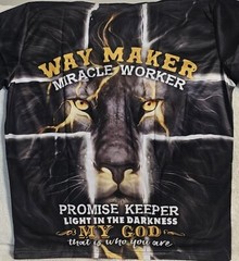 GOD LION CROSS WAY MAKER MIRACLE WORKER PROMISE KEEPER RELIGION T-SHIRT SHIRT