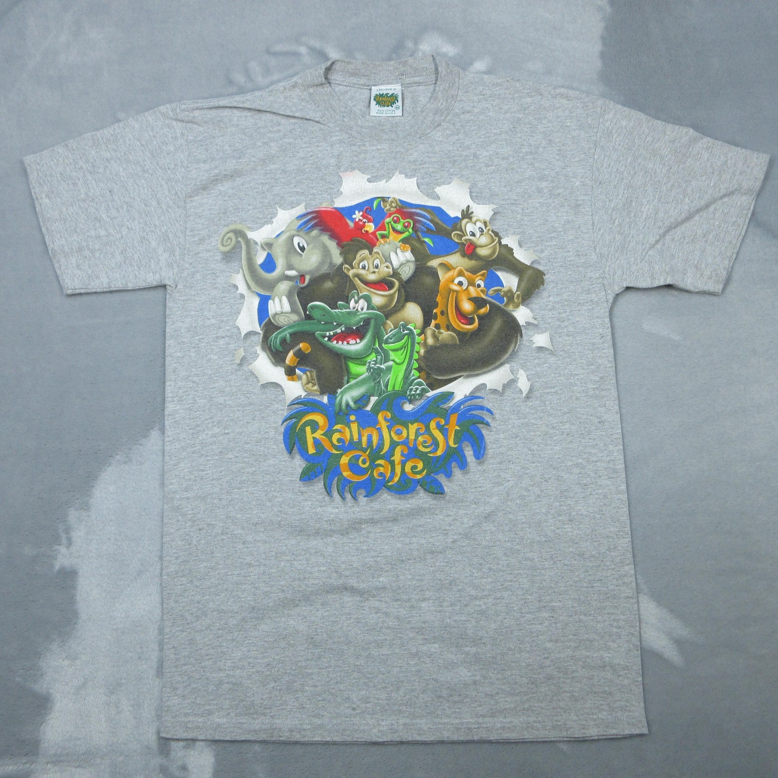 Vintage Rainforest Cafe Shirt Mens Medium Gray Graphic Two Sided Made USA 90s gallery