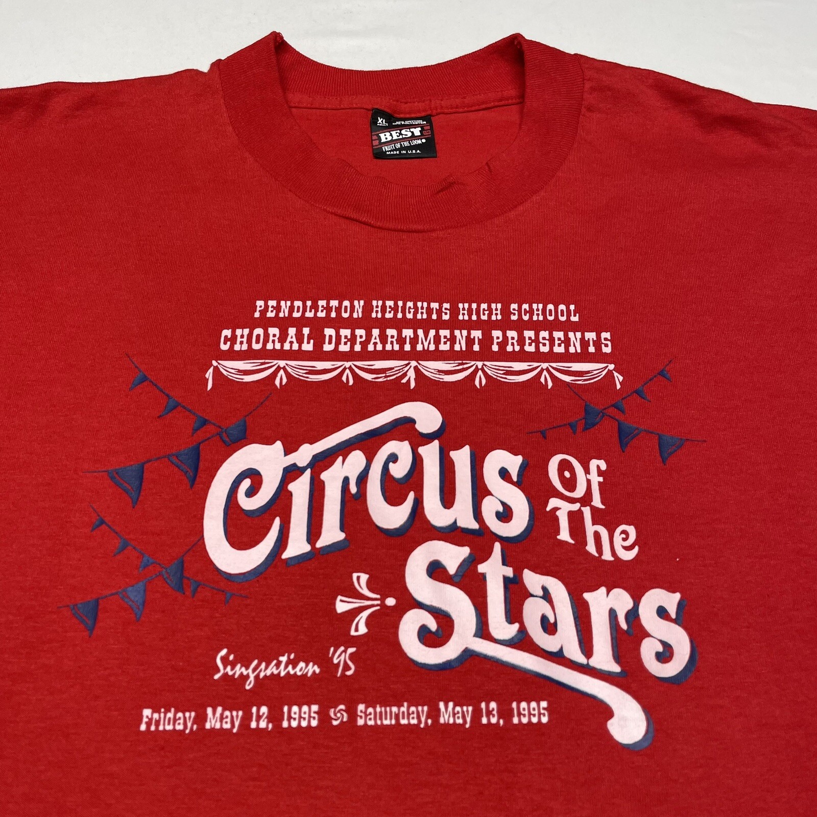 Vintage 90s Single Stitch T-Shirt Mens XL Red Circus Theatre Art Grunge USA Made gallery