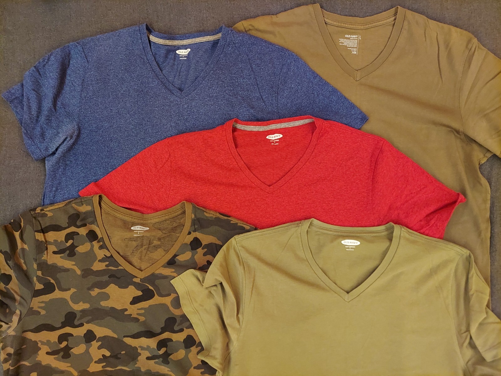 Lot Of 5 Old Navy T Shirts Size Large V-Neck Short Sleeve Solid Color Tops gallery