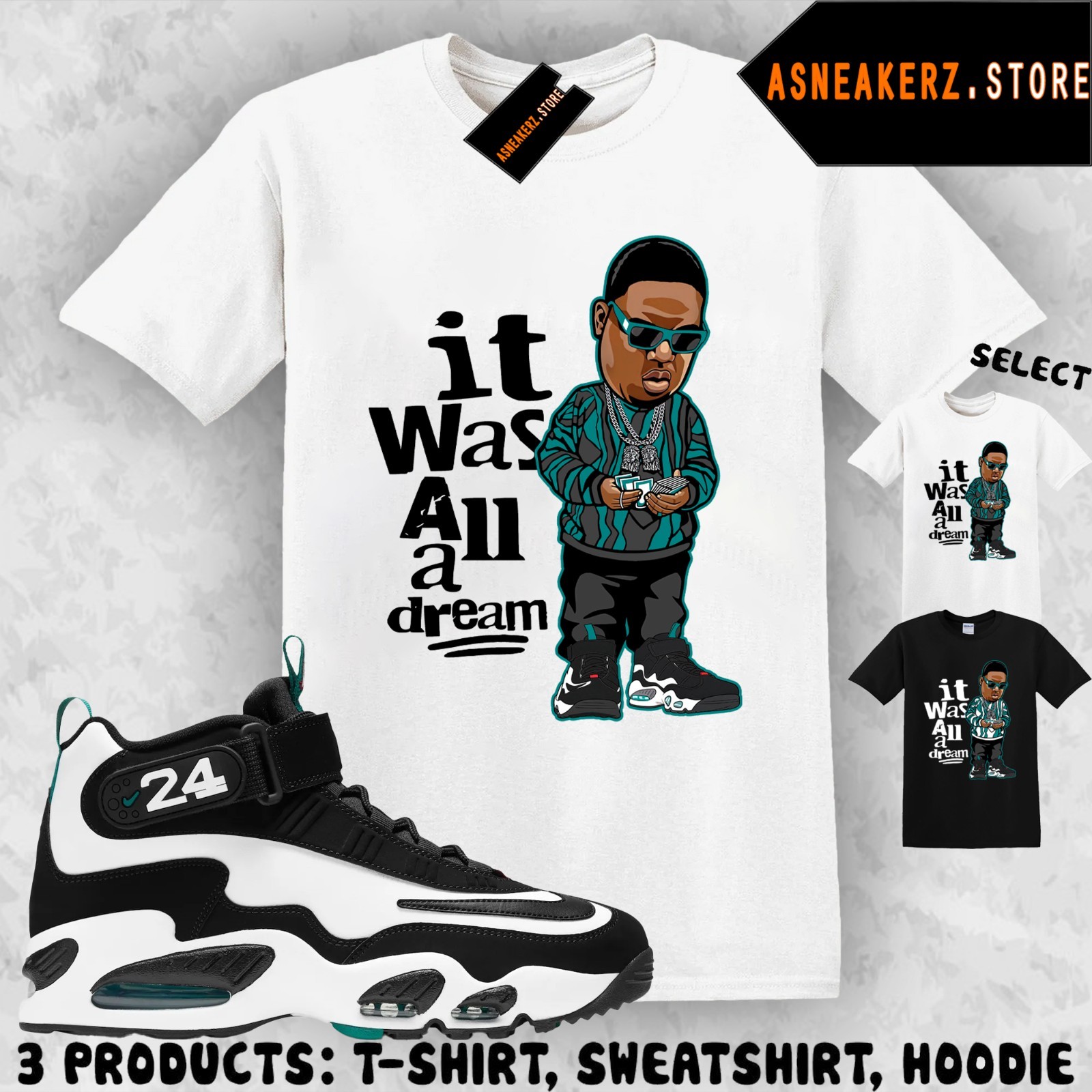 Tee Shirt Matching Air Griffey Max 1 Freshwater Match Sneaker Sneakerhead Biggie gallery
