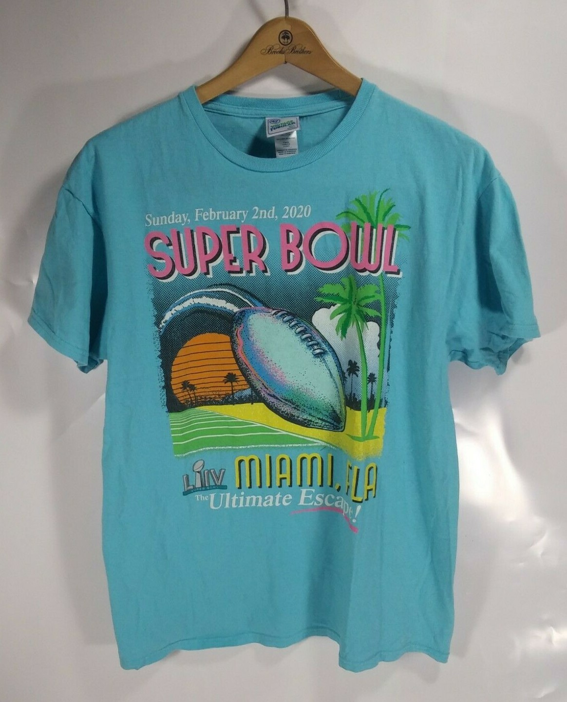 Super Bowl Miami, FL 2020 T Shirt Vintage Style Adult XL Blue
