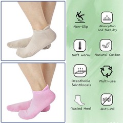 Pilates Yoga Non Slip Grips Socks, Sticky Ballet Workout Hospital Socks, 4 Pairs