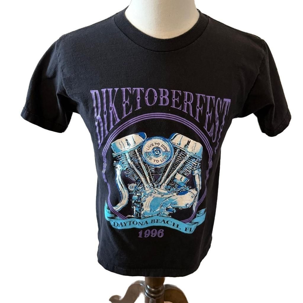 Vintage 1996 Biketoberfest Daytona Beach T-Shirt, Biker Graphic, Size M