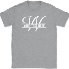Letter W Monogram Your Text Here Custom T-Shirt Personalized Family Gift Tee