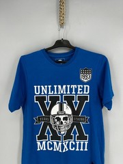 Vintage Blue 2000s Y2K Ecko Unlimited Embroidered Graphic T Shirt Size L