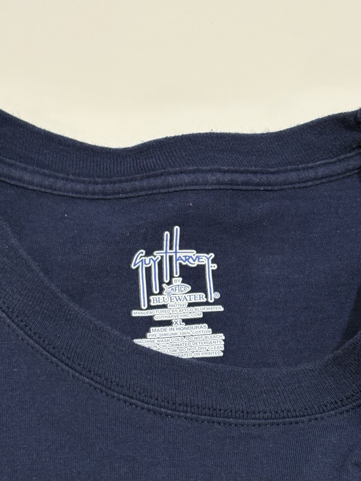 Vintage Guy Harvey Marlin Mahi Mahi Graphic T-Shirt Navy Blue Size XLarge Pocket gallery