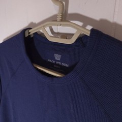 NWT Mack Weldon Thermal Shirt Men S WARMKNIT Waffle Long Sleeve Wool Blend Blue