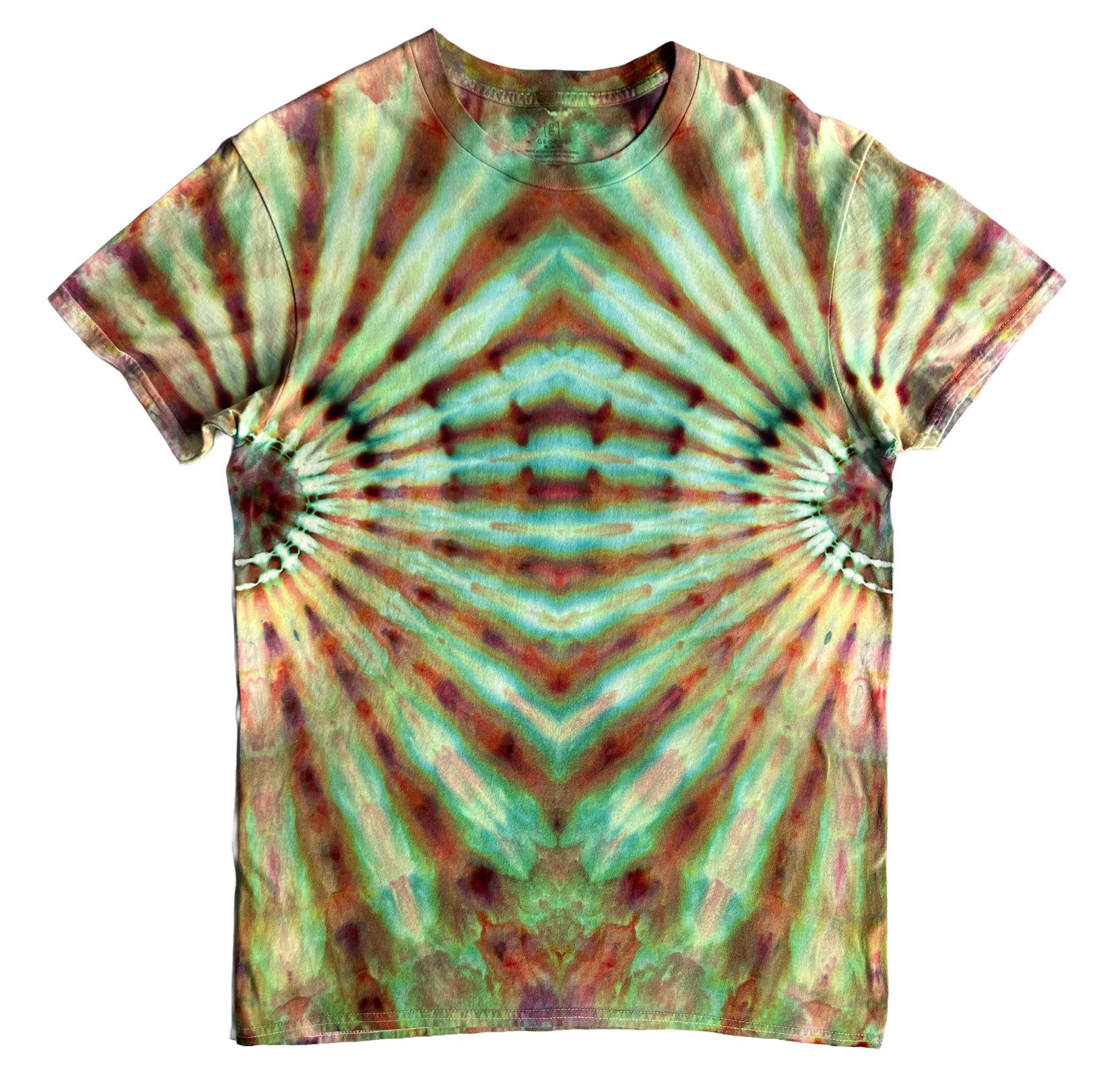 Fan Fold Ice Tie Dye T-Shirt, Unisex M SS Crew, Multicolor Rainbow