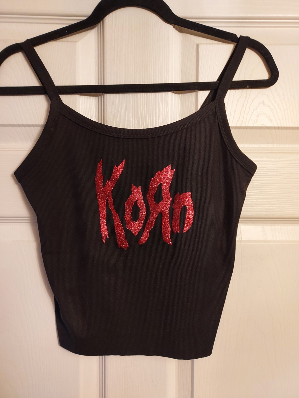Korn crop top korn Shirt korn tank top red glitter vinyl numetal crop xs to 2xl gallery