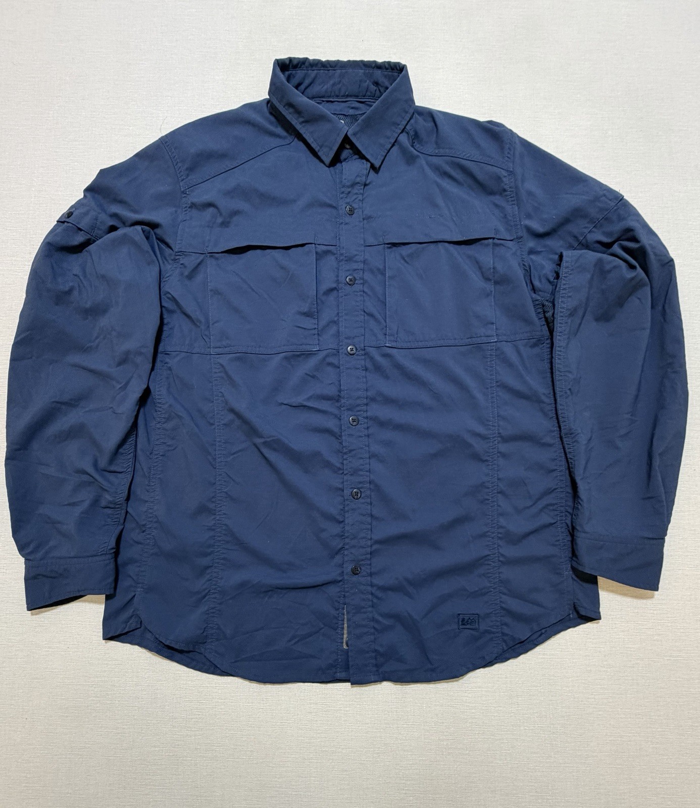 REI Sahara Shirt Men’s Large Blue Stretch Button Up Quick Drying Hiking Nylon gallery