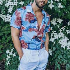 Hawaiian Shirt Mens Button Down Coconut Tree Print Beach Vacation Cruise Party @
