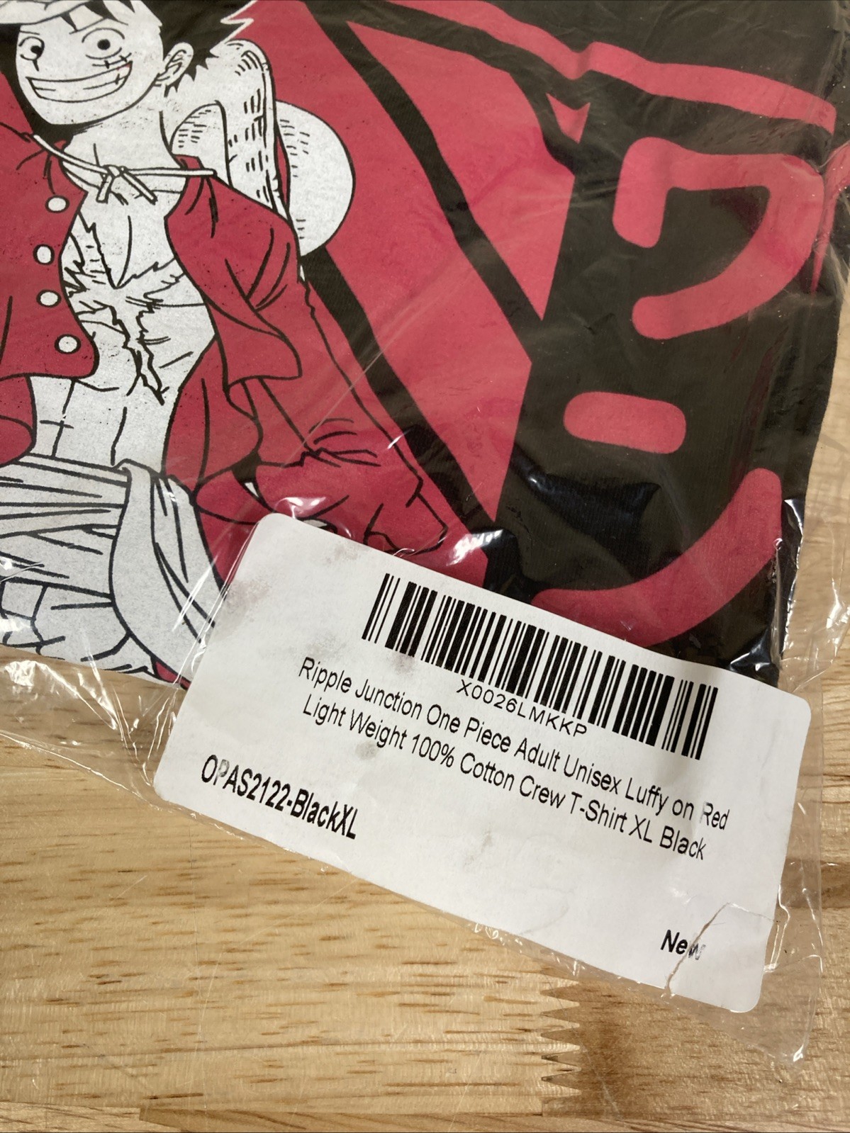 Ripple Junction Adult Unisex One Piece Luffy On Red T-shirt Size XL Black New gallery