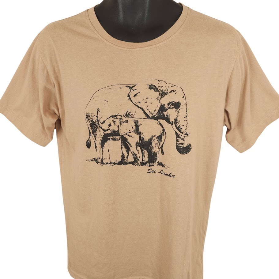 Sri Lanka T Shirt Mens Size Medium Beige Elephants Travel Destination Tee gallery