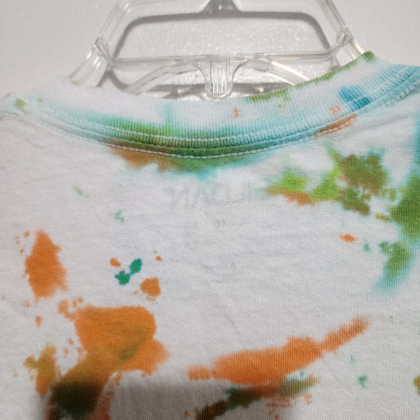 Gildan Mens XL 100% Cotton Splatter Tie Dye T-shirt Lime White Green Orange gallery