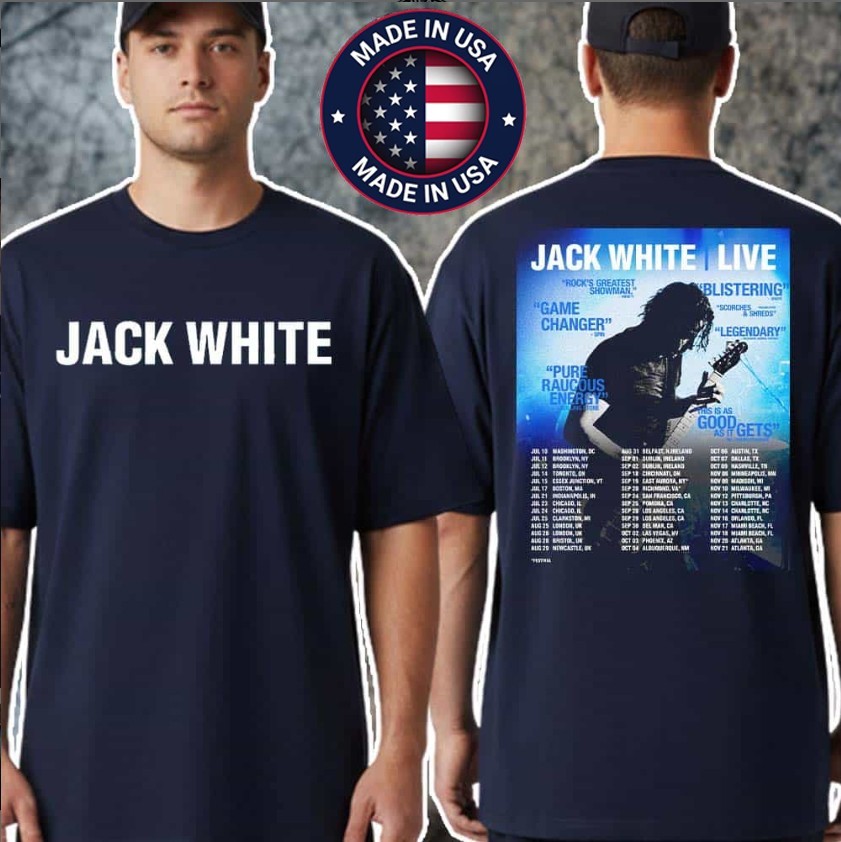 Jack White Tour 2026 Shirt North America UK Ireland Two Sided Navy T-Shirt