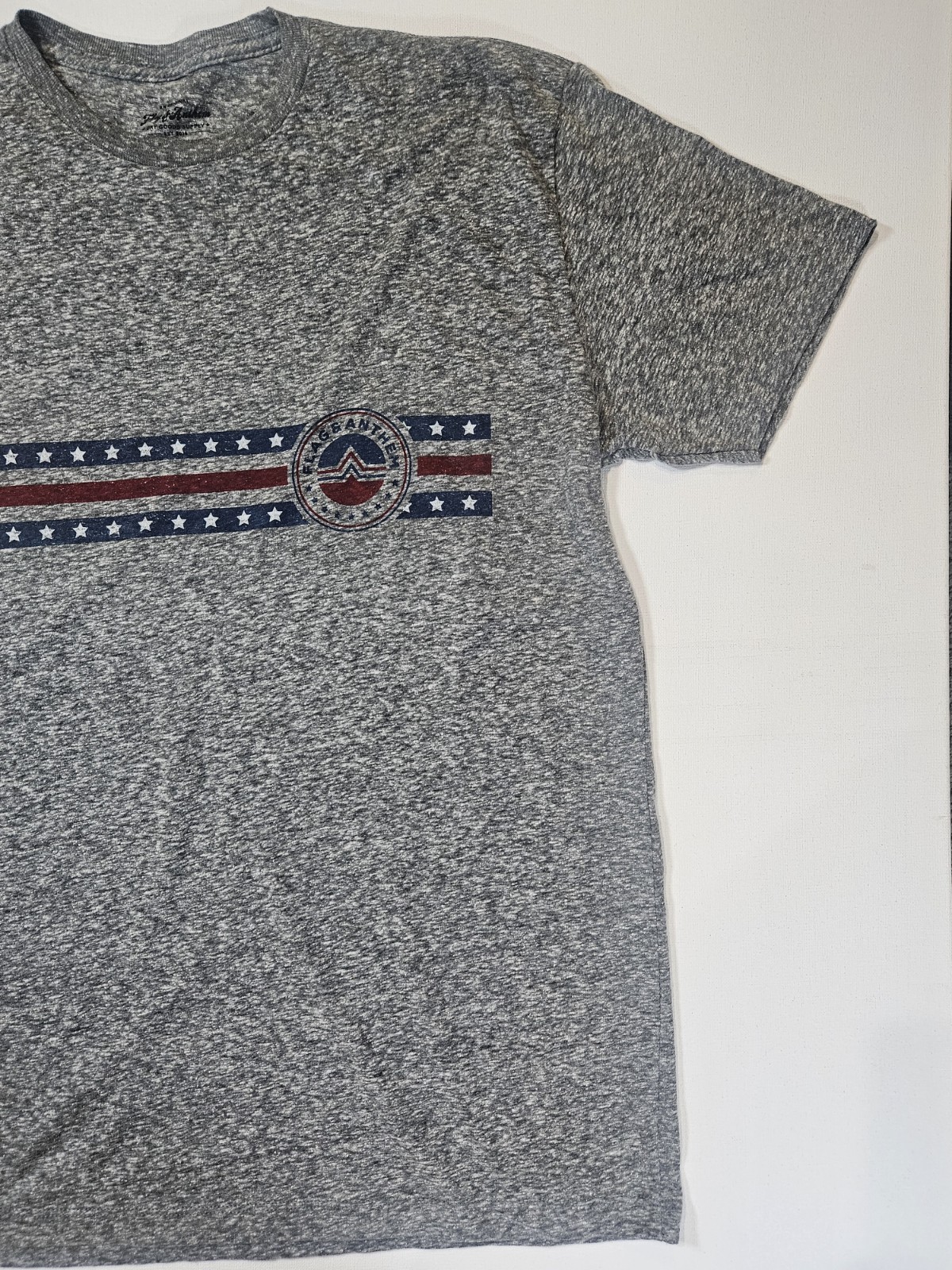 Flag & Anthem T-shirt Mens XL Grey Red White Blue Patriotic Casual Graphic Tee gallery