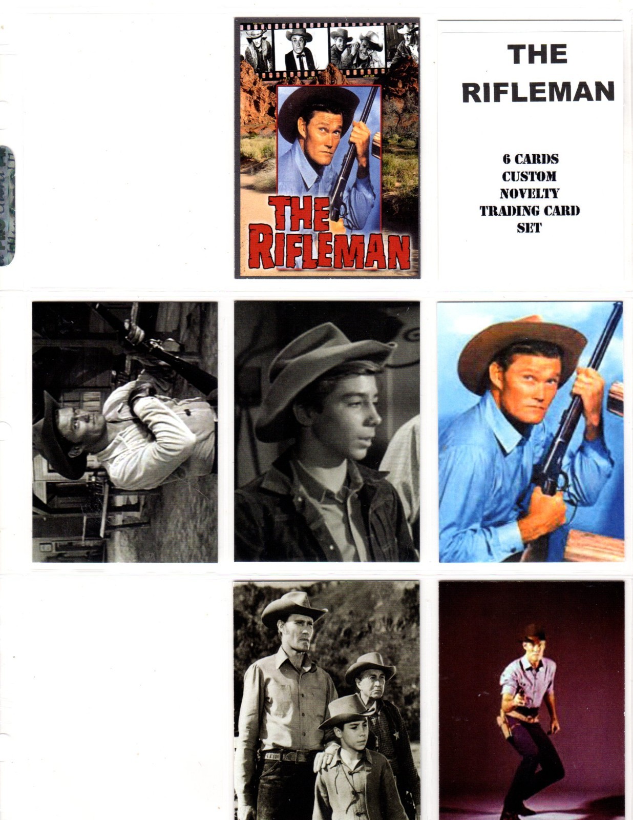 THE RIFLEMAN   TV SHOW    CUSTOM   NOVELTY   TRADING CARD 6 CARDS  SET