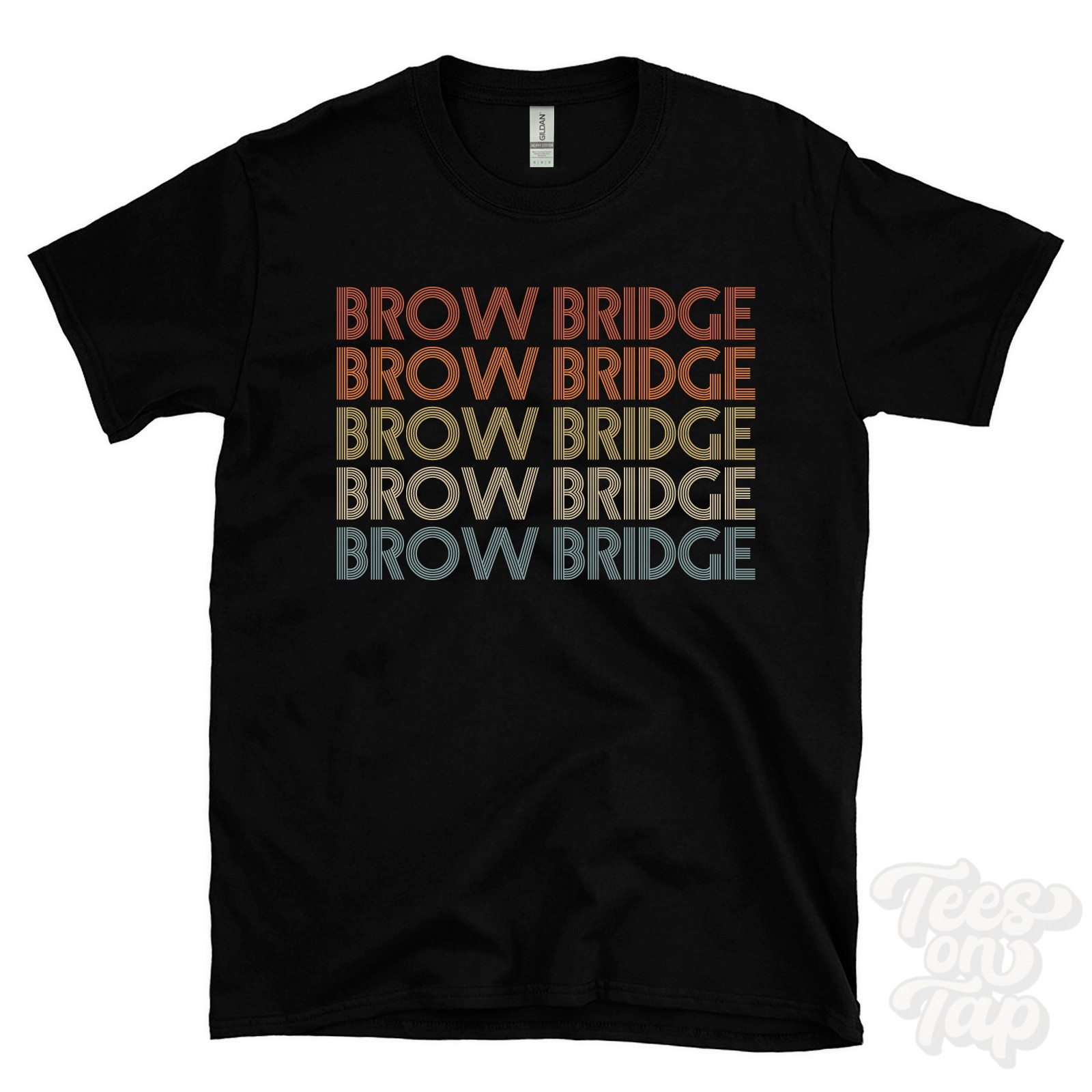 BROW BRIDGE REPEATED RETRO STYLE T-SHIRT mens & womens uk place name gift