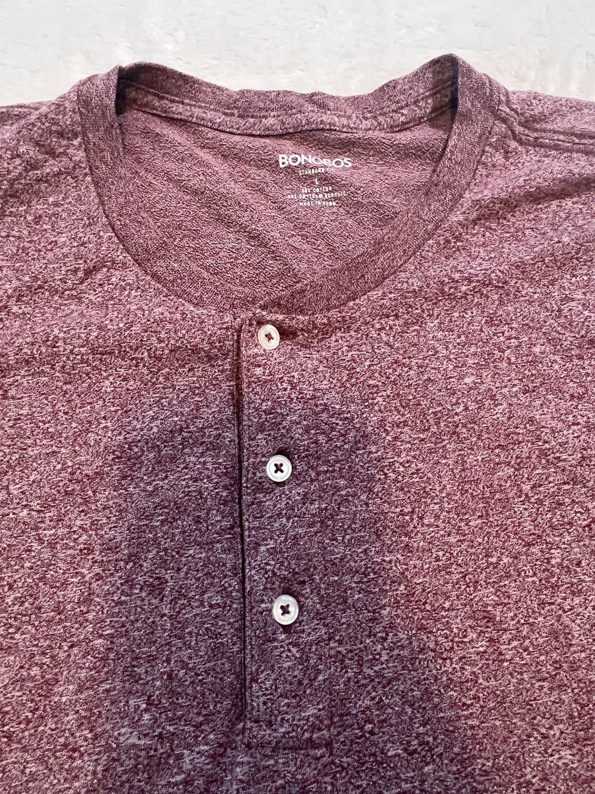 Bonobos Henley Shirt Men L Maroon Cotton Blend Long Sleeve Herringbone Slim Fit gallery