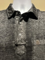 marc ecko Cut And Sew Shirt Men’s S Collard SS Dk Gray Burnout Pocket Stud Y2K