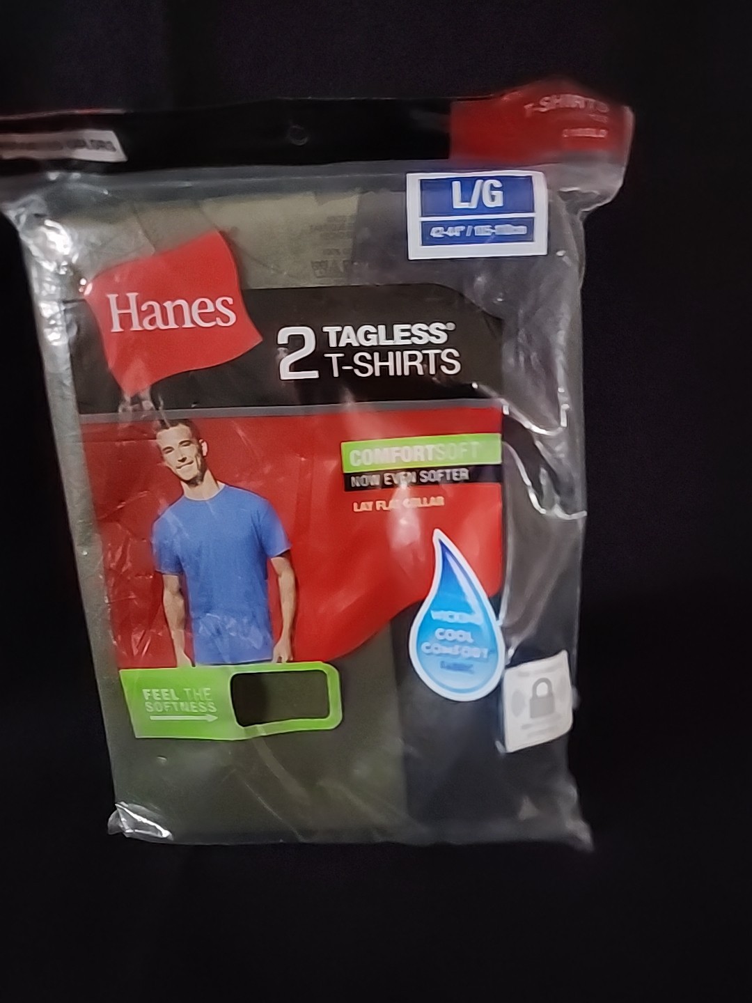 Hanes Mens 2Pk Cool Comfort Wicking Tagless Large - Choose Color Blue Or Green gallery