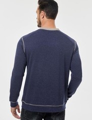 Men’s Henley Longsleeve Shirt Lightweight V Neck Pullover Navy Blue Size XL