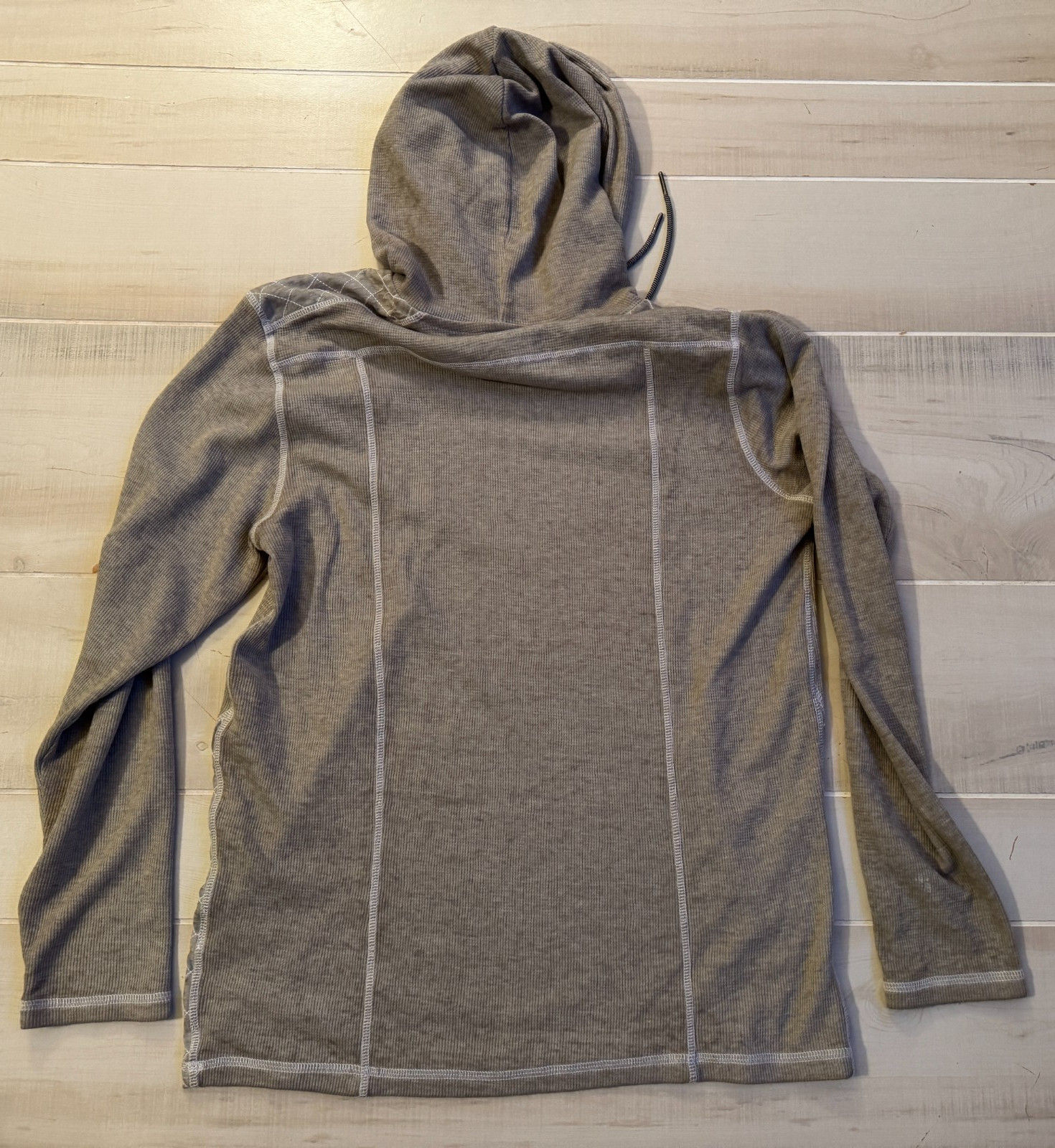 Buckle Black hoodie men's gold brown pullover quilted waffle knit top size L gallery