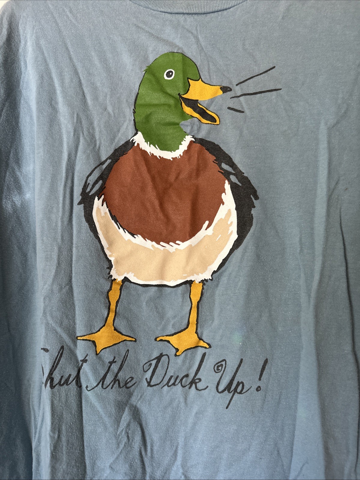 Vintage YsK Hatley Shut The Duck Up Mallard Shirt Size L Blue gallery