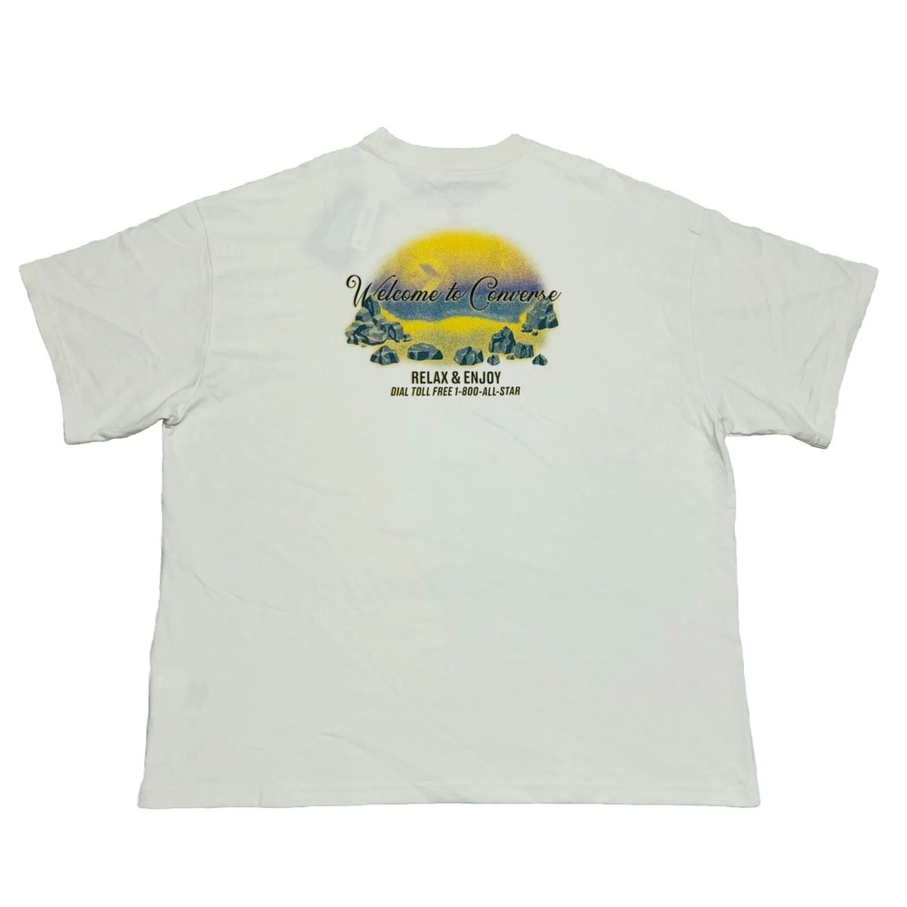 Converse Men’s Tee MEDIUM White Loose Fit Short Sleeves T-Shirt 100% Cotton NWT