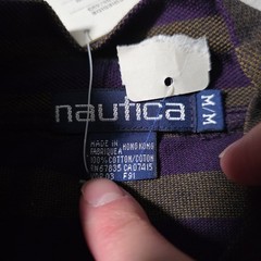 Nautica Mens Medium Mock Neck Long Sleeve Shirt Raisin Purple Striped Cotton