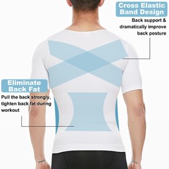 Men Compression Slim Body Shaper Gynecomastia T-shirt Posture Corrector Vests US