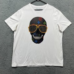 Rich Boy Cartel Skull Sequin Graphic T‑Shirt Mens 2XL White Streetwear hip-hop