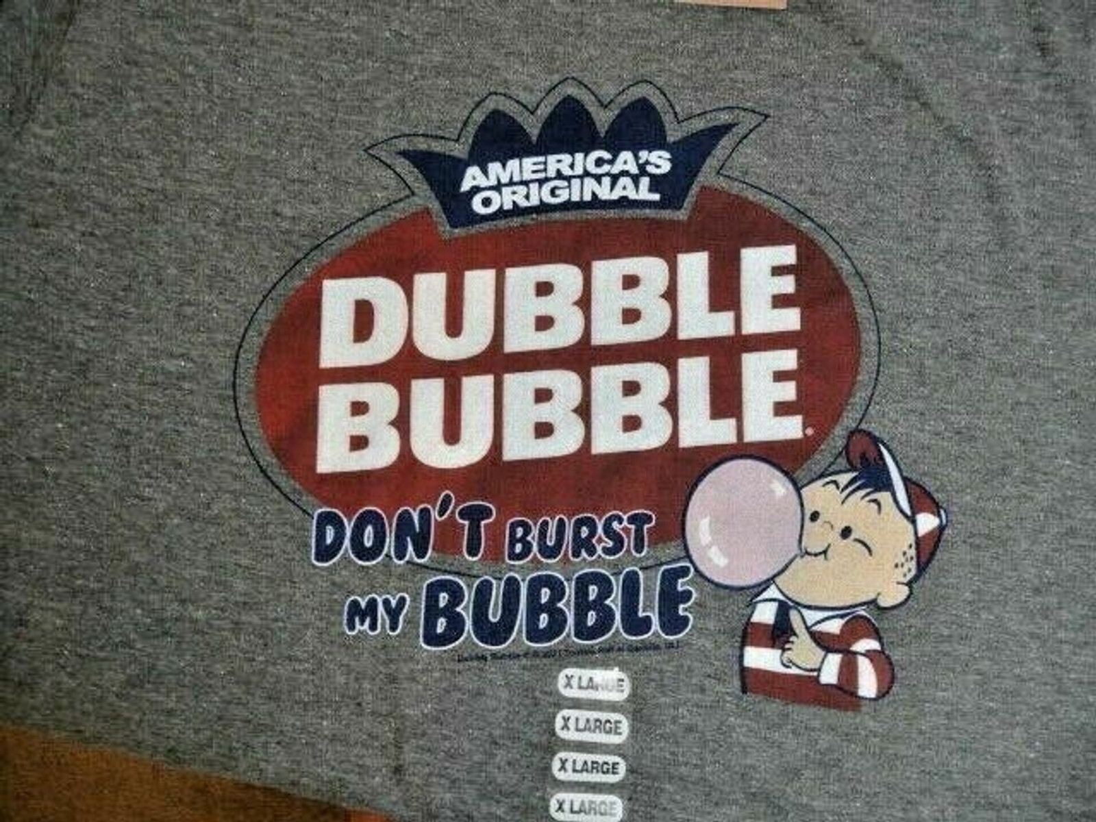 Tee Luv AMERICA'S ORIGINAL DUBBLE BUBBLE Men's T-Shirt Size X-Lg Gray Classic gallery