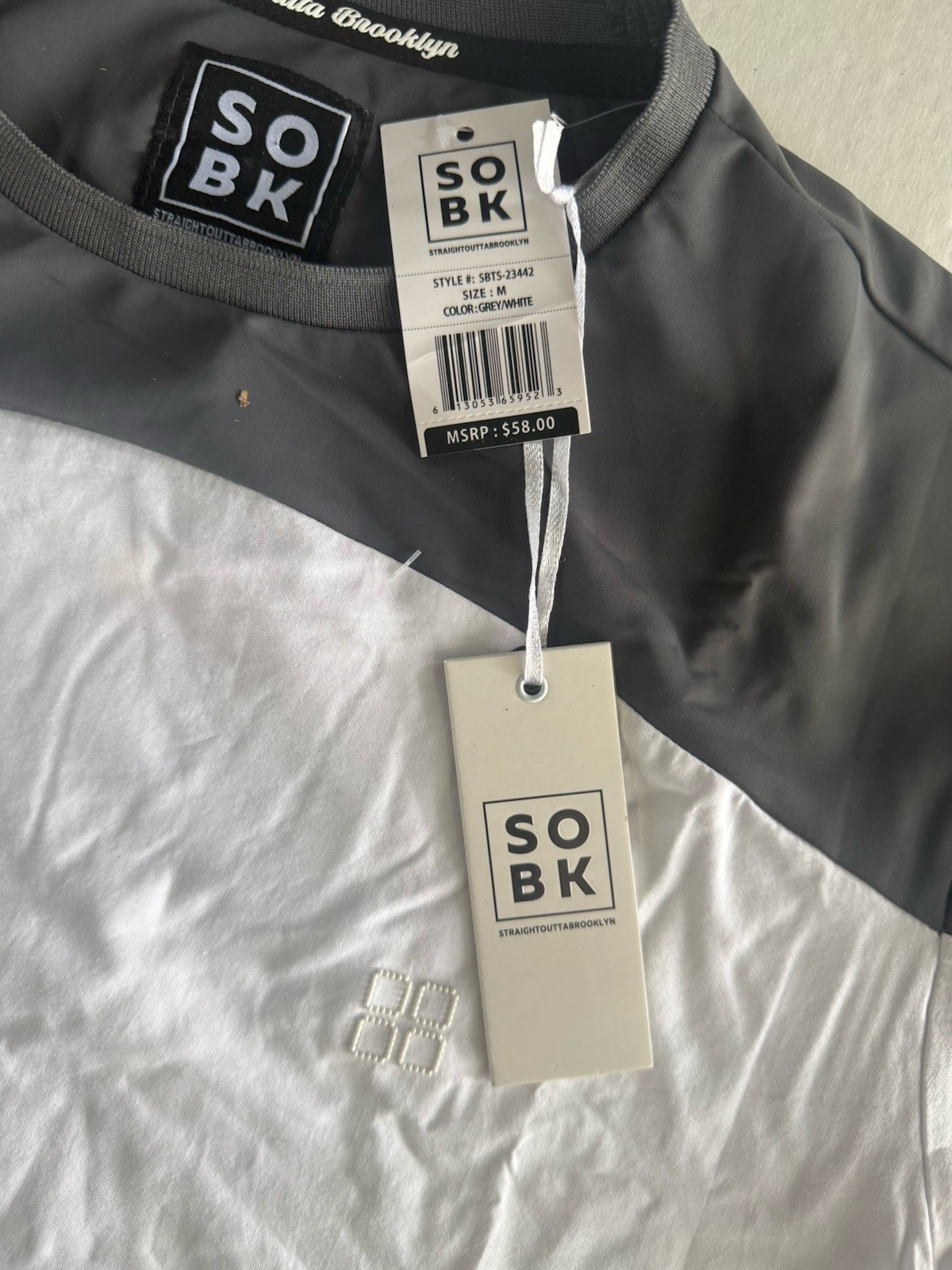 SOBK Men's Colorblock Crew Neck Stretch Short Sleeve T-Shirt M Gray/White gallery