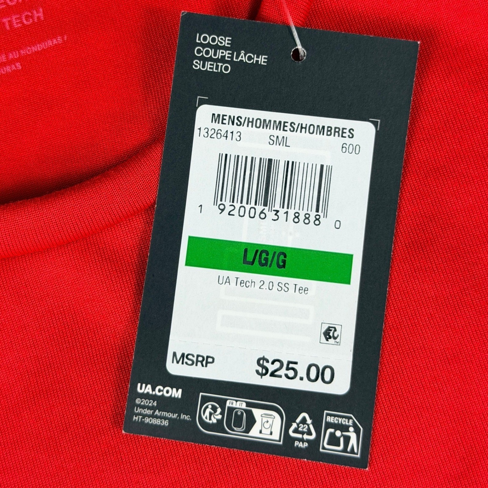 Under Armour Mens UA Tech 2.0 Short Sleeve Tee Red 1326413-600 Large NEW gallery