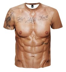 Men’s 3D Muscle Tattoo Print Short Sleeve T-Shirt