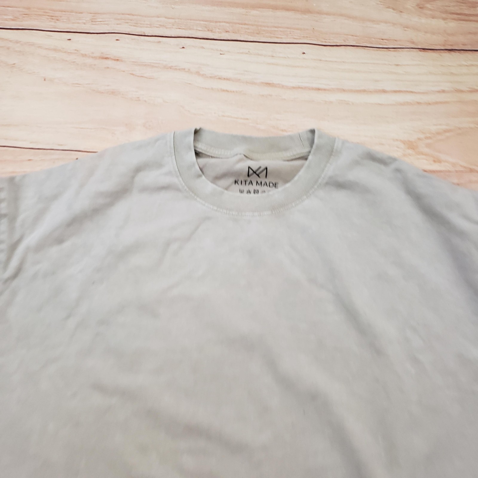 Kita Made Shirt Mens Large Beige Crewneck Let It Different Minimalist gallery