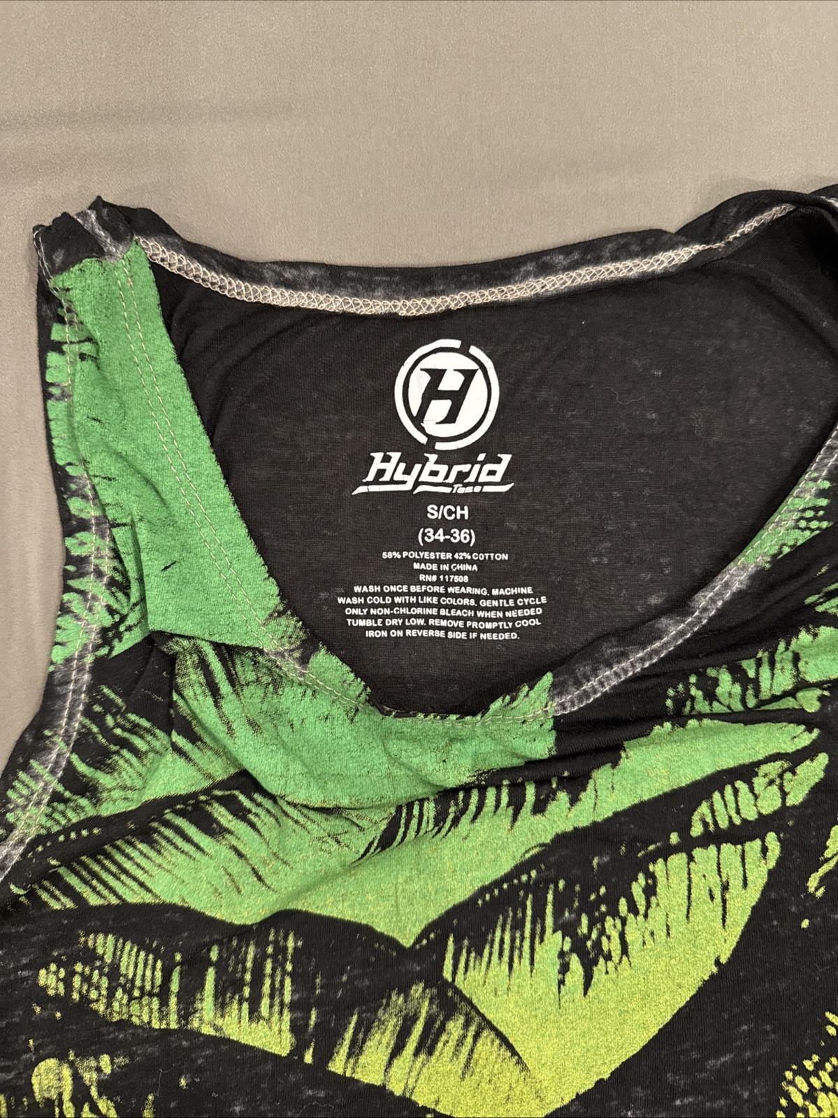 Hybrid Tees Men’s Graphic Tank Top, Sheer, Size S, Tropical, Palm Trees gallery