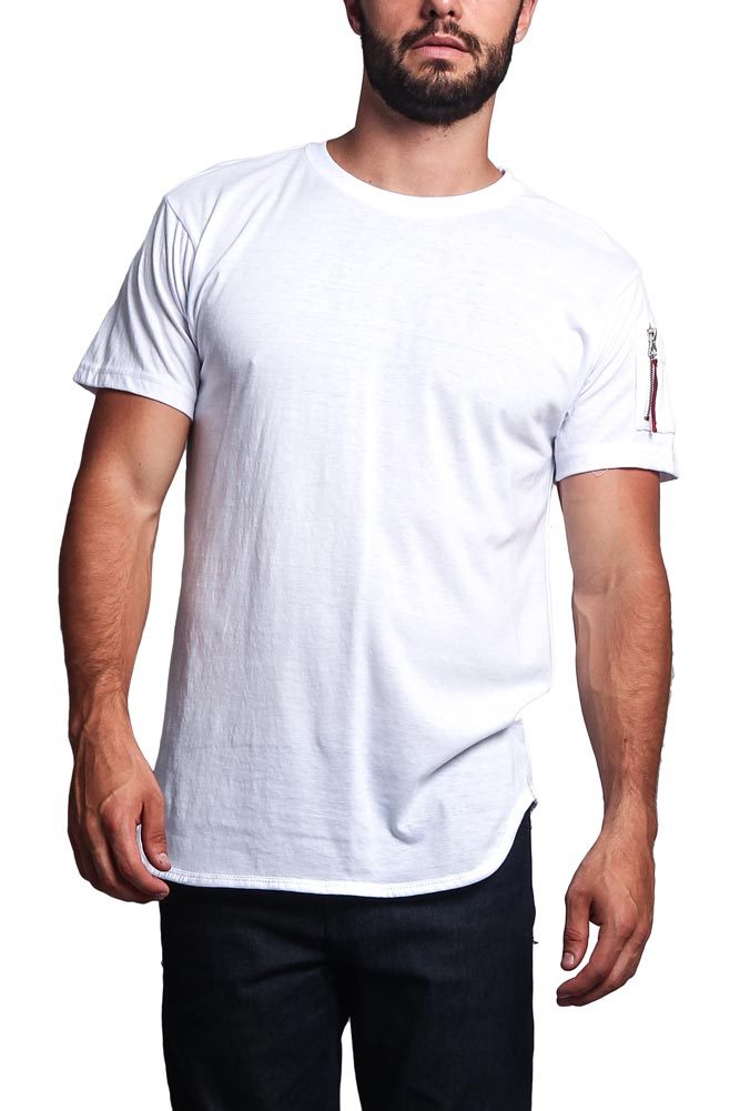 Victorious Men’s Flight MA-1 Hipster Long Length Curved Hem T-Shirt TS652 – N5