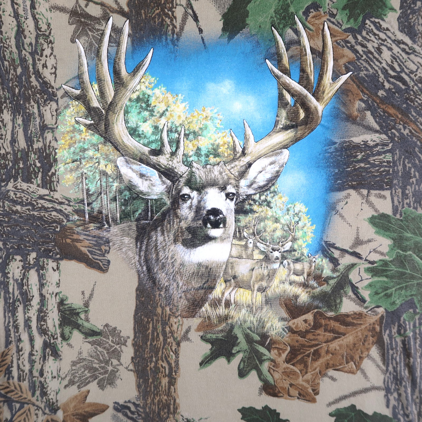 Vintage 90s Real Tree Camo XL Deer Graphic Animal Classic Outdoor T Shirt gallery