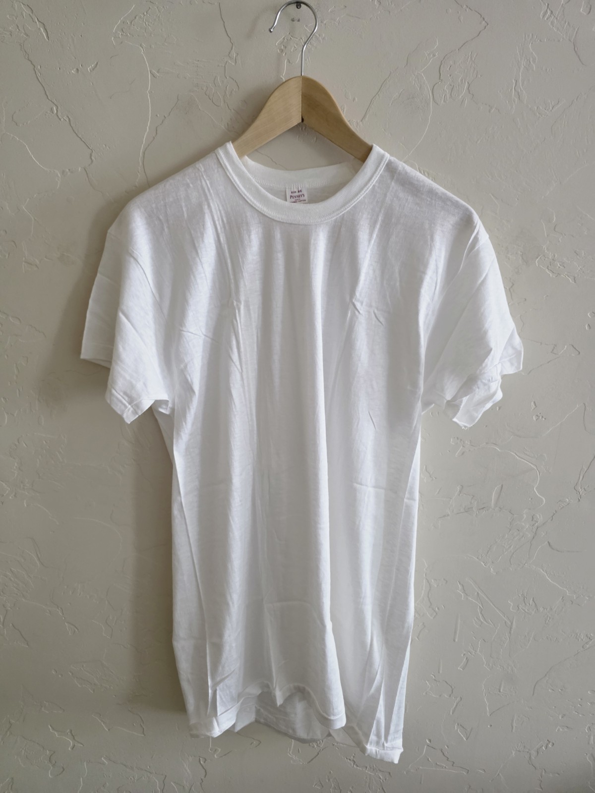 New NWOT Vintage 50s Penny's White Blank Soft T-shirt Size 46 100% Combed Cotton gallery