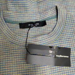 NWT Ribbed Knit Tee Colorful Striped Mock Neck Shirt Made In Italy Mens Medium