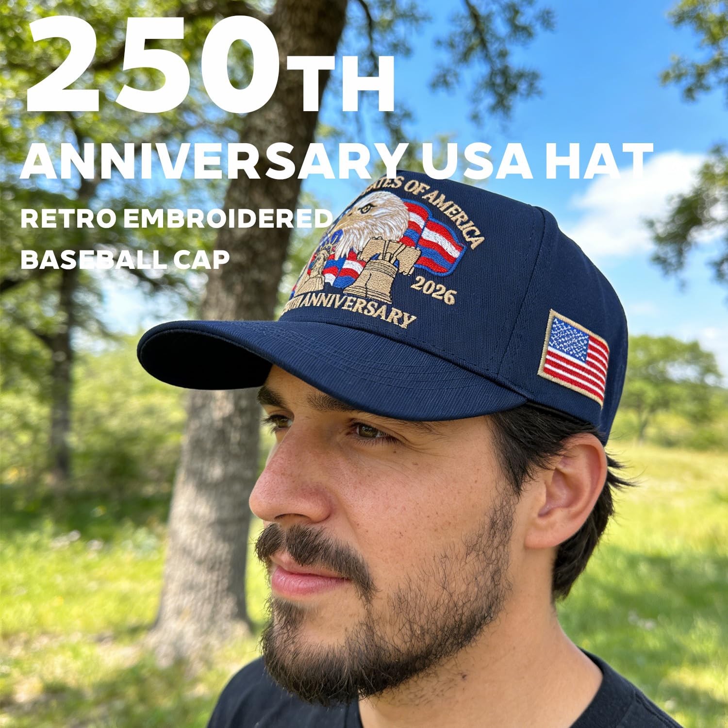 250 Anniversary USA Hat - Retro Embroidered 250th Anniversary Patriotic Adjus... gallery